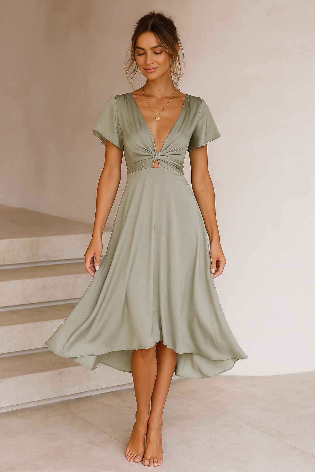 Vestido Patrocinio con escote en V - Coleccion 2025