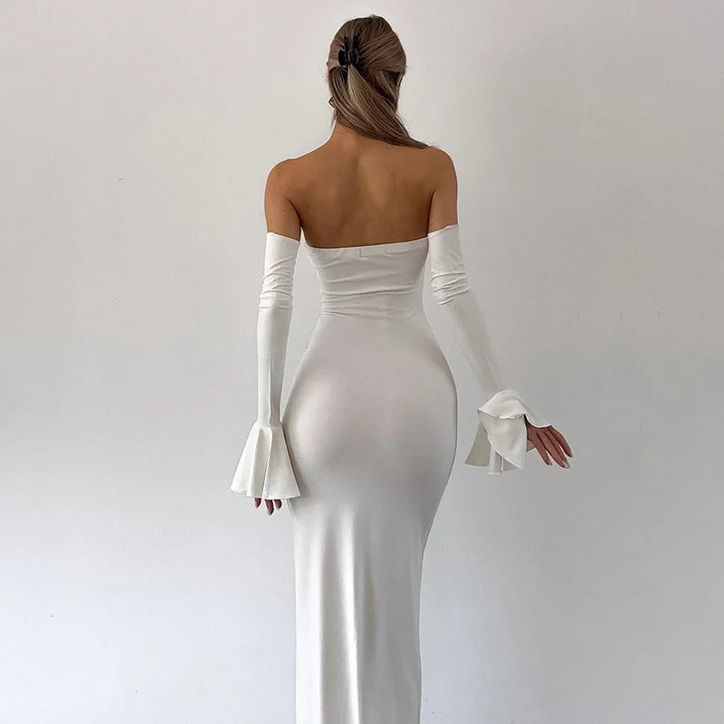 vestido carolina acampanado de manga larga - Coleccion 2025
